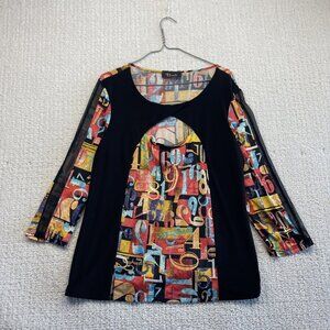 Y2K Bali Gallery Cocktail Top Artsy Abstract AOP Colorful Cut-out Front Read